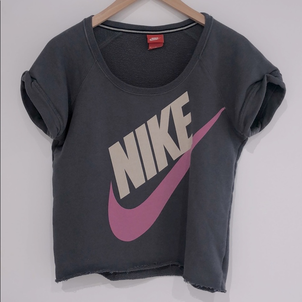 Nike raw hemmed short sleeve sweatshirt